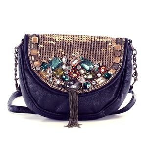 KIMCHI BLUE black leather crossbody purse